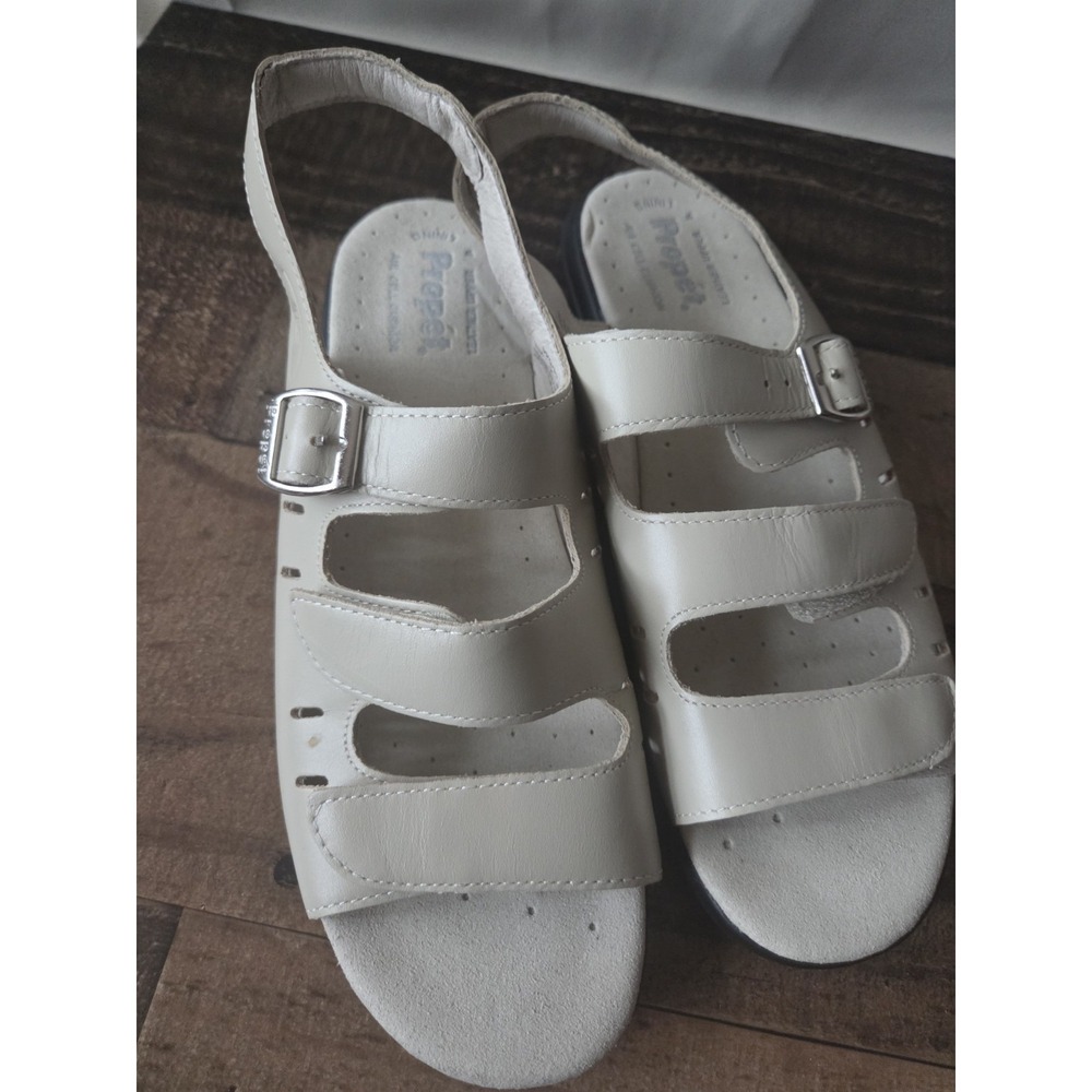 Propet Breeze Women's Leather Sandals Size 9 Slingback Style Cream Color